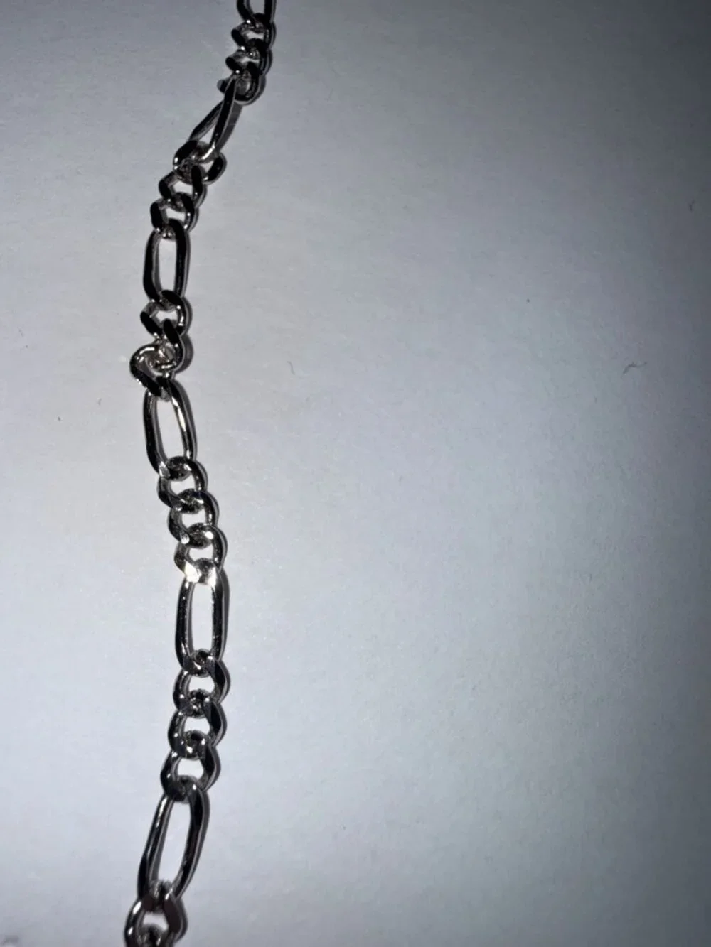 Silver Tone Gothic Cross Pendant Necklace on Figaro Chain Men's Unisex
